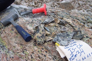 Rock samples were flown out of Irishman Basin by helicopter and shipped to the U.S. for analysis. Credit: Mike Kaplan